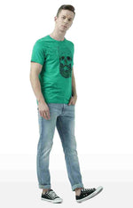 Huetrap Green Mens Short Sleeve Graphic Printed Tshirt-HT17MKGRAGRE01057