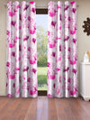 Home Sizzler 2 Pieces Abstract Garden Eyelet Polyester Door Curtains - 7 Feet, Purple-HS2PC001695DR