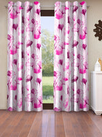 Home Sizzler 2 Pieces Abstract Garden Eyelet Polyester Window Curtains - 5 Feet, Purple-HS2PC001695WD