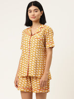 Shirt and Shorts Set in yellow elephant print