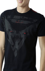 Huetrap Black Mens Short Sleeve Graphic Printed Tshirt-HT15MKGRABLK00097