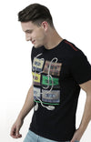 Huetrap Black Mens Short Sleeve Graphic Printed Tshirt-HT17MKGRABLK00713