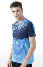 Huetrap Blue Mens Short Sleeve Graphic Printed Tshirt-HT17MKGRATQB00759