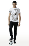 Huetrap White Mens Short Sleeve Graphic Printed Tshirt-HT12MKGRAWHT00149