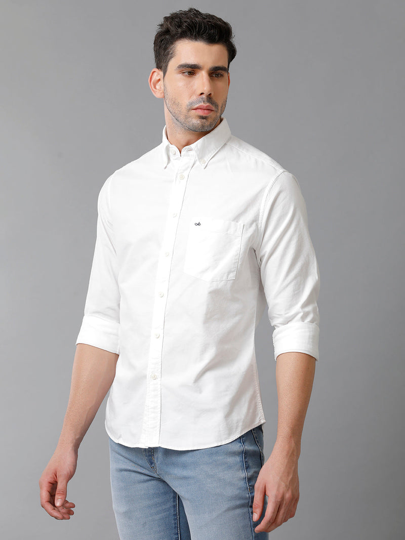 Mens Regular fit Solid White Casual Shirt