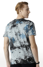 Huetrap Grey Mens Short Sleeve Graphic Printed Tshirt-HT15MKGRAGML00065