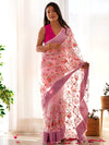 Saree Mall Women's Organza Pink Embroidered Designer Saree With Blouse Piece-AAVYA1601