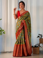 Saree Mall Women's  Blend Green Printed Designer Saree With Blouse Piece-AAVYA2102