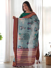 Saree Mall Women's  Blend Grey Printed Designer Saree With Blouse Piece-AAVYA2503