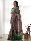 Saree Mall Women's  Blend Charcoal Grey Printed Designer Saree With Blouse Piece-AAVYA2504