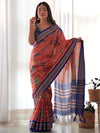 Saree Mall Women's  Blend Rust Printed Designer Saree With Blouse Piece-AAVYA2505