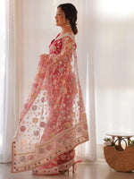 Saree Mall Women's Net Pink Embellished Designer Saree With Blouse Piece-AAVYA3103