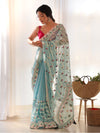 Saree Mall Women's Net Light Blue Embroidered Designer Saree With Blouse Piece-AAVYA3302