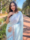 Saree Mall Women's Manipuri  Light Blue Embellished Designer Saree With Blouse Piece-AAVYA3801