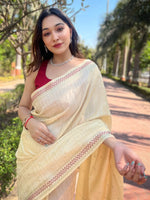 Saree Mall Women's Manipuri  Yellow Embellished Designer Saree With Blouse Piece-AAVYA3806