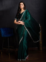 Saree Mall Women's Tissue Teal Green Embellished Designer Saree With Blouse Piece-AAVYA4301