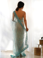 Saree Mall Women's Net Light Blue Embellished Designer Saree With Blouse Piece-AAVYA4801