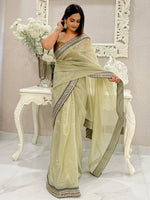 Saree Mall Women's Net Light Green Embellished Designer Saree With Blouse Piece-AAVYA5401