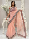 Saree Mall Women's Net Peach Embellished Designer Saree With Blouse Piece-AAVYA5402