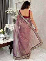 Saree Mall Women's Net Mauve Embellished Designer Saree With Blouse Piece-AAVYA5404