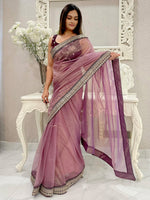 Saree Mall Women's Net Mauve Embellished Designer Saree With Blouse Piece-AAVYA5404