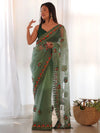 Saree Mall Women's Net Light Green Embellished Designer Saree With Blouse Piece-AAVYA5602