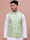 Men Woven Design Green Slim Fit Nehru Jacket-AC-1160-Green