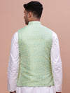 Men Woven Design Green Slim Fit Nehru Jacket-AC-1160-Green