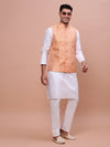 Men Woven Design Orange Slim Fit Nehru Jacket-AC-1161-Orange