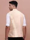 Men Woven Design Cream Slim Fit Nehru Jacket-AC-1167-Cream