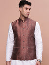 Men Woven Design Maroon Slim Fit Nehru Jacket-AC-B-1182-Maroon