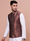 Men Woven Design Maroon Slim Fit Nehru Jacket-AC-B-1182-Maroon