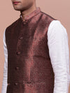 Men Woven Design Maroon Slim Fit Nehru Jacket-AC-B-1182-Maroon