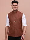 Men Solid Rust Slim Fit Nehru Jacket-AC-B-1188-Rust