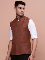 Men Solid Rust Slim Fit Nehru Jacket-AC-B-1188-Rust