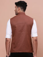 Men Solid Rust Slim Fit Nehru Jacket-AC-B-1188-Rust