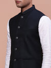 Men Solid Navy Blue Slim Fit Nehru Jacket-AC-B-1189-Navyblue