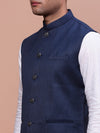 Men Solid Navy Blue Slim Fit Nehru Jacket-AC-B-1190-Navyblue