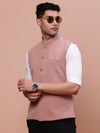 Men Woven Design Peach Slim Fit Nehru Jacket-AC-B-1193-Peach