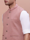 Men Woven Design Peach Slim Fit Nehru Jacket-AC-B-1193-Peach