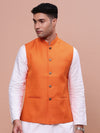 Men Solid Orange Slim Fit Nehru Jacket-AC-B-1199-Orange