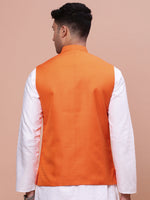 Men Solid Orange Slim Fit Nehru Jacket-AC-B-1199-Orange