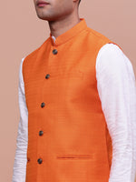 Men Solid Orange Slim Fit Nehru Jacket-AC-B-1199-Orange