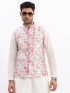 Men Printed Peach Nehru Jacket-AD-112-Peach