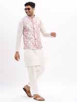 Men Printed Peach Nehru Jacket-AD-112-Peach