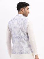 Men Printed Lavender Nehru Jacket-AD-113-Lavender