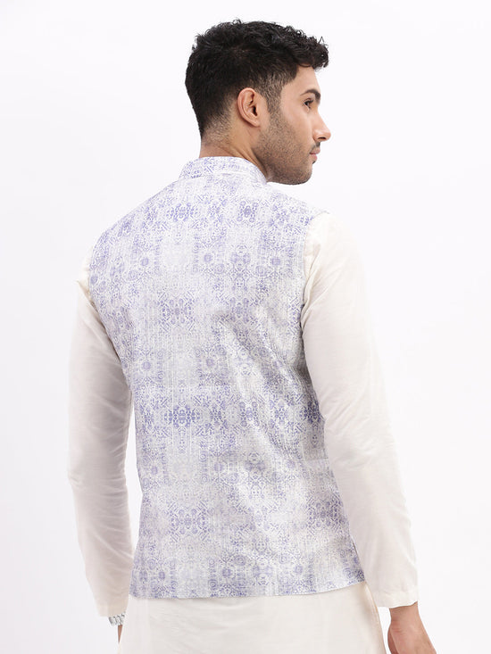 Men Printed Lavender Nehru Jacket-AD-113-Lavender