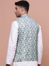 Men Woven Design Teal Slim Fit Nehru Jacket-AD-202-Teal