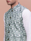 Men Woven Design Teal Slim Fit Nehru Jacket-AD-202-Teal