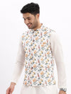 Men Printed Off White Nehru Jacket-AD-517-Offwhite